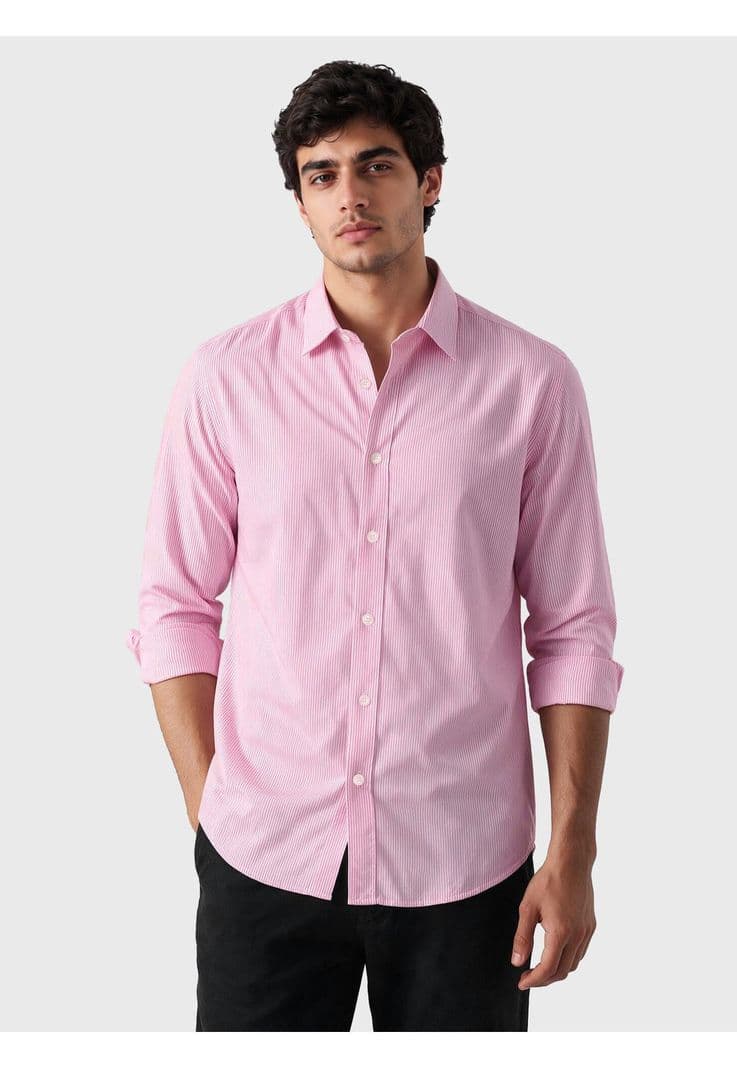 Camisa A Rayas Spandex Slim Fit Rosado Arrow CMI3410RS XL