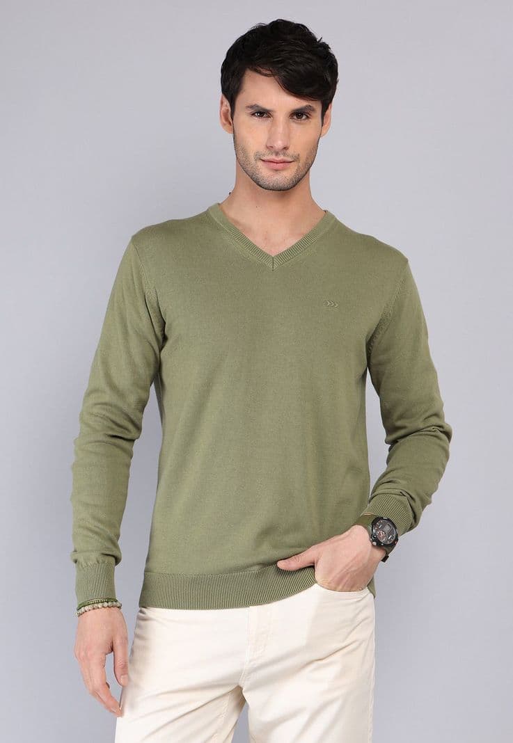 Sweater Cuello V Arrow SW32032OL Verde Olivo S