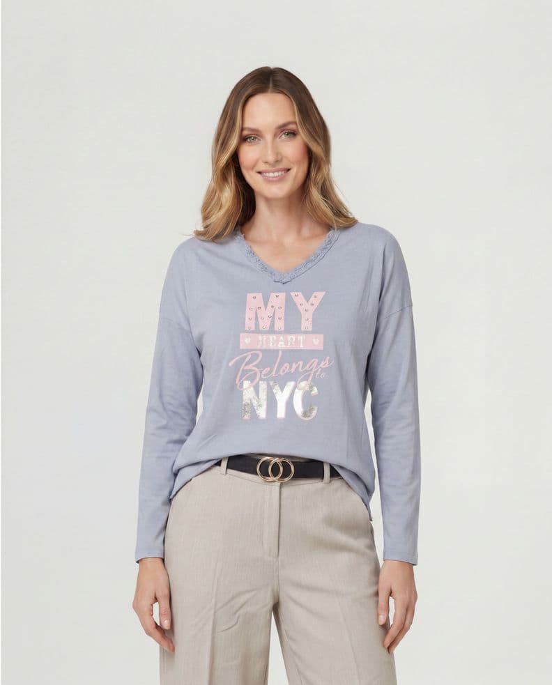 Polera Mujer Margherita Jeans Lineatre Azul L
