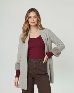 Cardigan Mujer Renata Relaxed Cuello Con Solapa Manga Acampanada Fango Lineatre Verde S