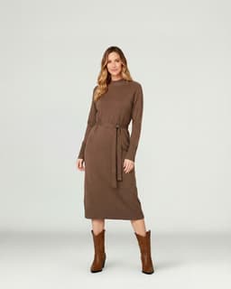 Vestido Mujer Pilar Largo Chocolate Lineatre Cafe L