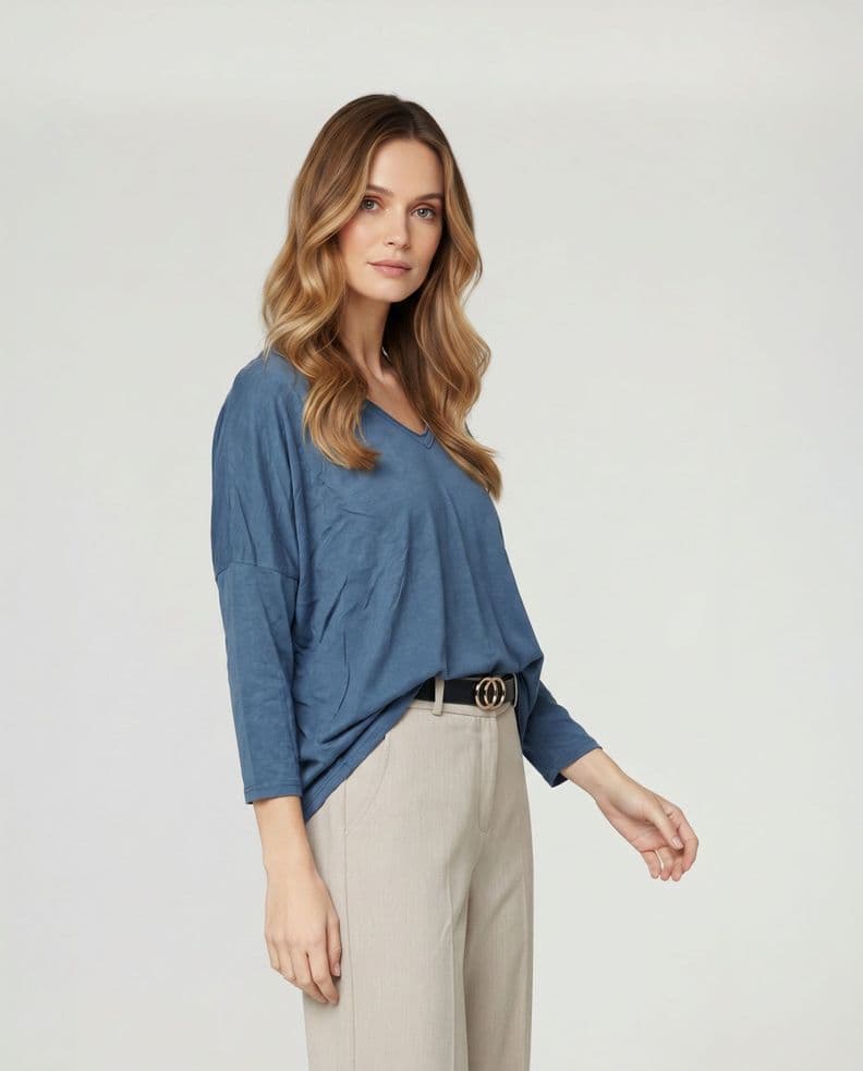 Polera Mujer Vittoria Azul Lineatre