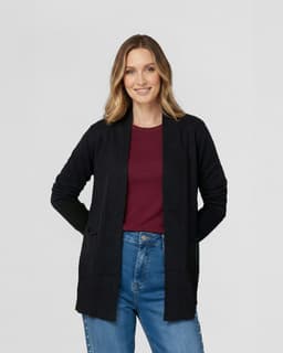 Cardigan Mujer Paola Relaxed Cuello Tipo Kimono Manga Caida Negro Lineatre L