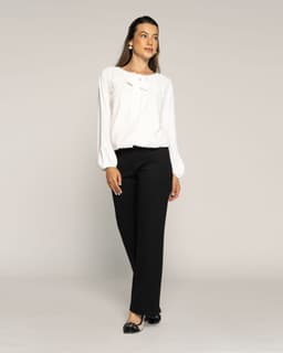 Blusa Margarita Crudo Fluida Cuello Redondo Manga Larga Ludovica Beige L