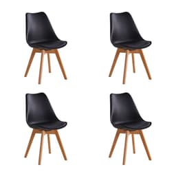 Pack x4 Sillas de Comedor Tulip Negra Midtown Negro