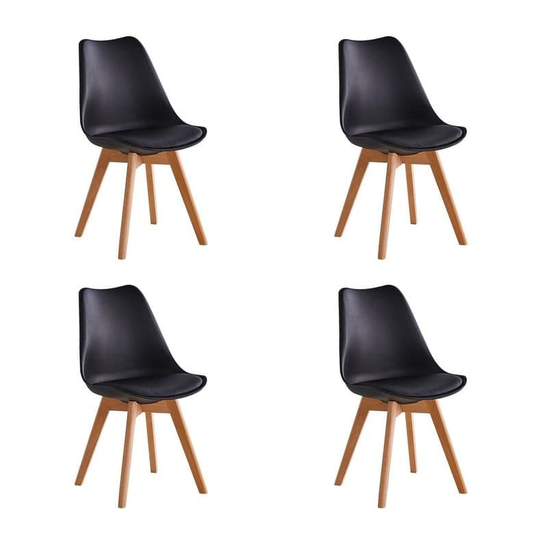 Pack x4 Sillas de Comedor Tulip Negra Midtown Negro