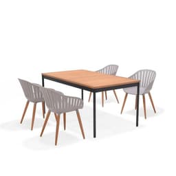 Juego De Terraza Cannes 160x90cm con 4 Sillas Gris
