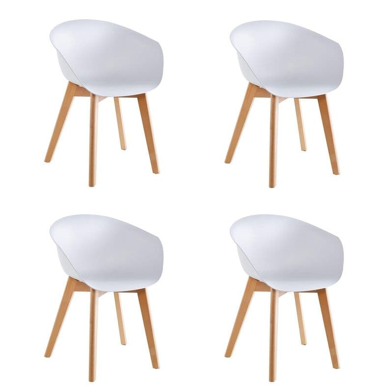 Pack x4 Sillas de Comedor con Apoyabrazos Tulip Blanca Midtown Blanco