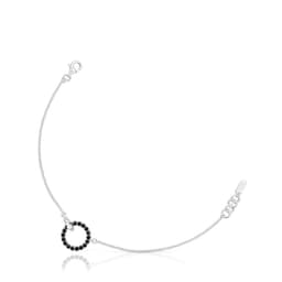 Pulsera cadena de plata y espinela negra Straight