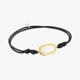 Pulsera de nylon negro bicolor Camille Dorado