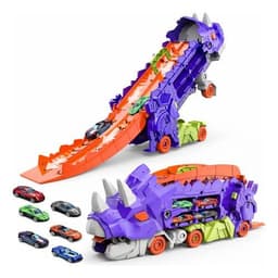 Camion Dinosaurio Transportador Lanzador Autos Juguete Ninos Azul Set