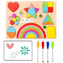 Juego De Encaje Madera Con Pizarra Multiusos