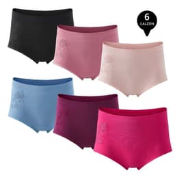 Pack de 6 Calzones Tiro Alto Algodon Mujer Diseno 1 XL