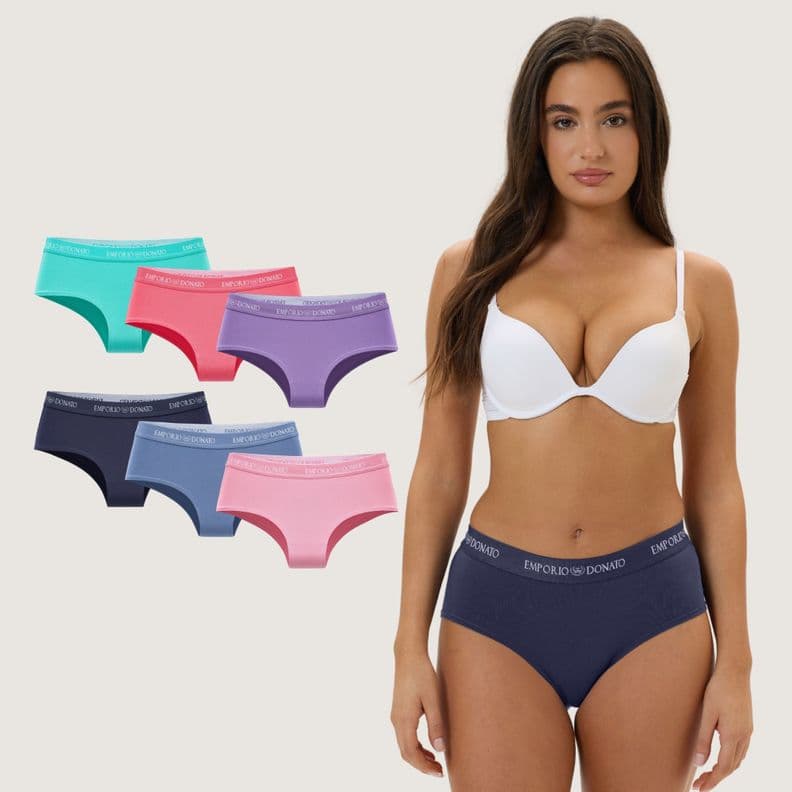 Pack de 6 Calzones Pantaleta Algodon Mujer. Diseno 1 XL