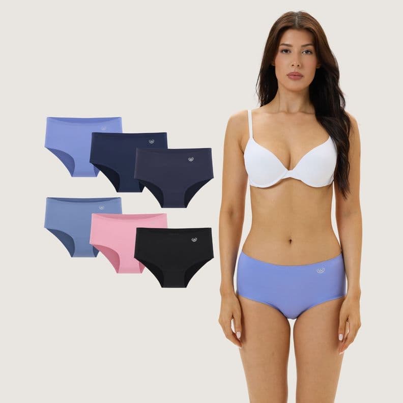 Pack de 6 Calzones Pantaleta Microfibra Corte Laser Mujer Diseno 1 M