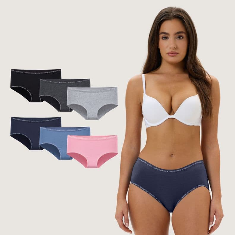 Pack de 6 Calzones Bikini Algodon -Mujer . Diseno 1 XL