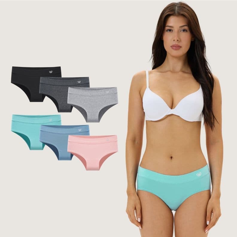 Pack de 6 Calzones Bikini Algodon Mujer Diseno 1 S