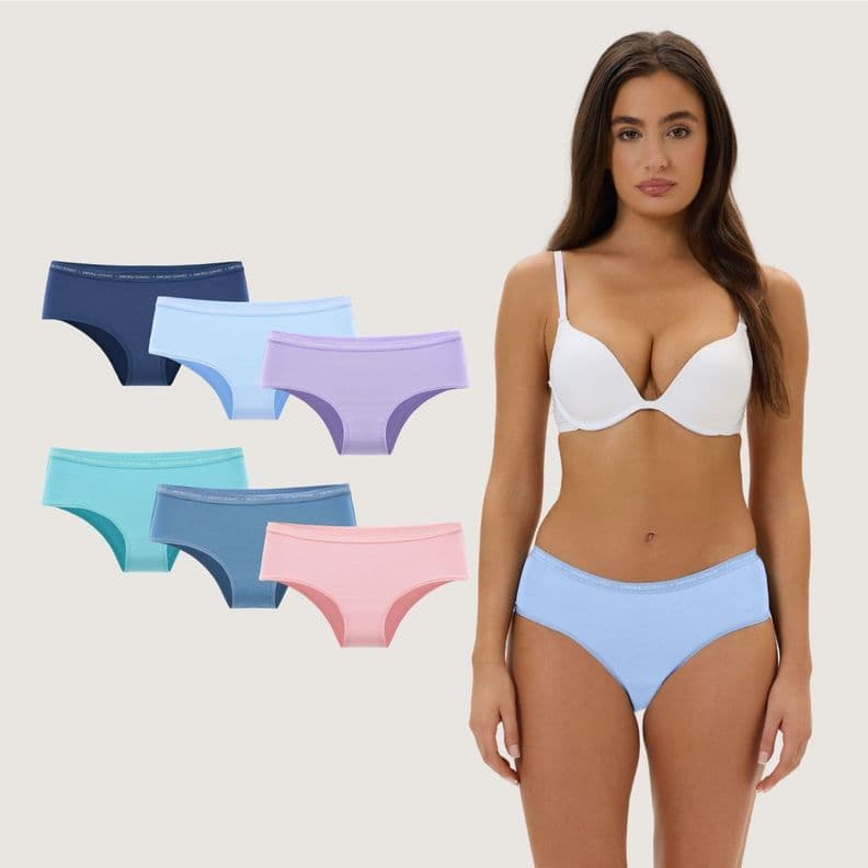 Pack de 6 Calzones - Pantaleta Algodon Mujer. Diseno 1 L