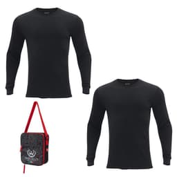 Pack 2 - Camisetas Manga Larga Algodon Panal Hombre Con Bolso de Regalo Negro 2XL