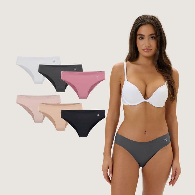 Pack de 6 Calzones Bikini Microfibra Corte Laser Mujer Diseno 1 L