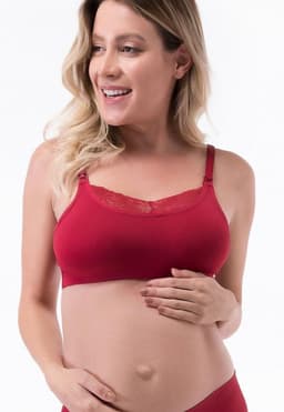 Sosten Lactancia Semi Encaje Rojo 2Rios L