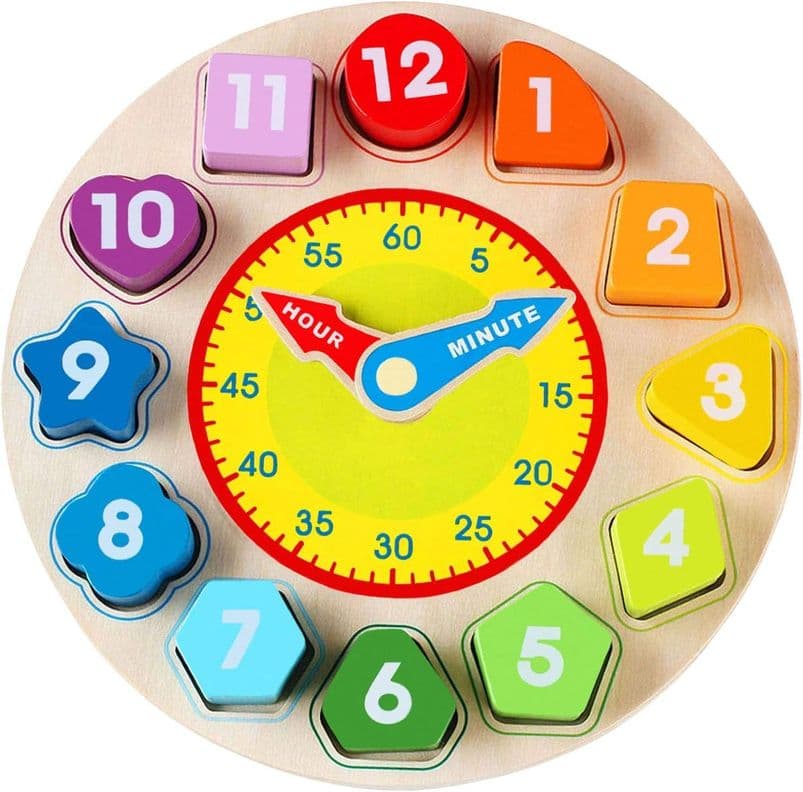 ROMPECABEZAS DE RELOJ DE COLOR CON FORMAS