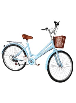 Bicicleta Aro 27.5 Puleda Celeste de Paseo Con 7 Velocidades Y Freno Disco