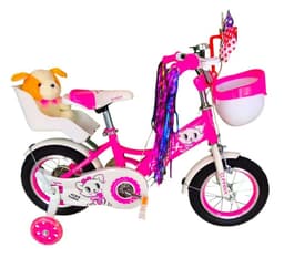 Bicicleta Aro 12 Infantil Con Peluchero Rosada Fnsx