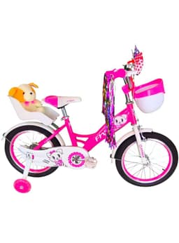 Bicicleta Aro 16 Infantil Con Peluchero Rosada Fnsx