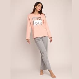 Pijama algodon con folia plateada 261502 Coral XL