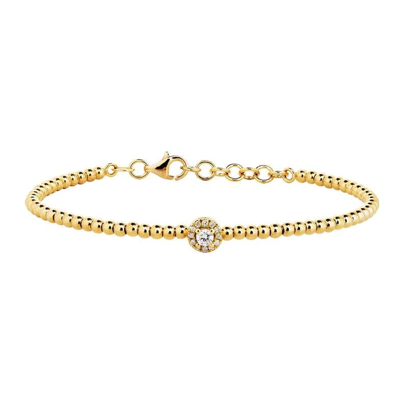 Pulsera Bolitas Oro Amarillo 18K Brillantes 15Pts