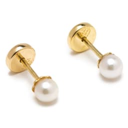 Aros Perla Oro Amarillo 18K Abridores - 5Mm
