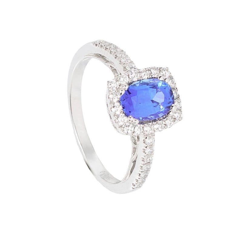 Anillo Tanzanita y Brillantes 0.63ct Talla 15