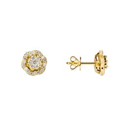 Aros Sofia Flor Diamantes En Oro Amarillo 18K