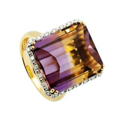 Anillo Solitario Oro 18K Bolivianita Y Brillantes #13