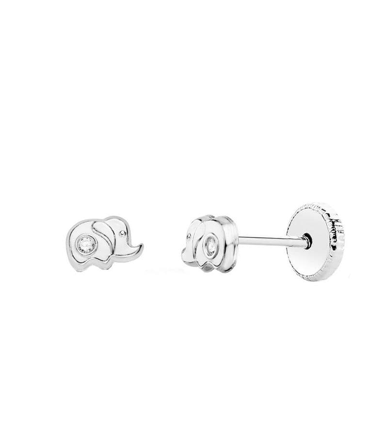 Aros Oro Blanco 18Kt Elefantito