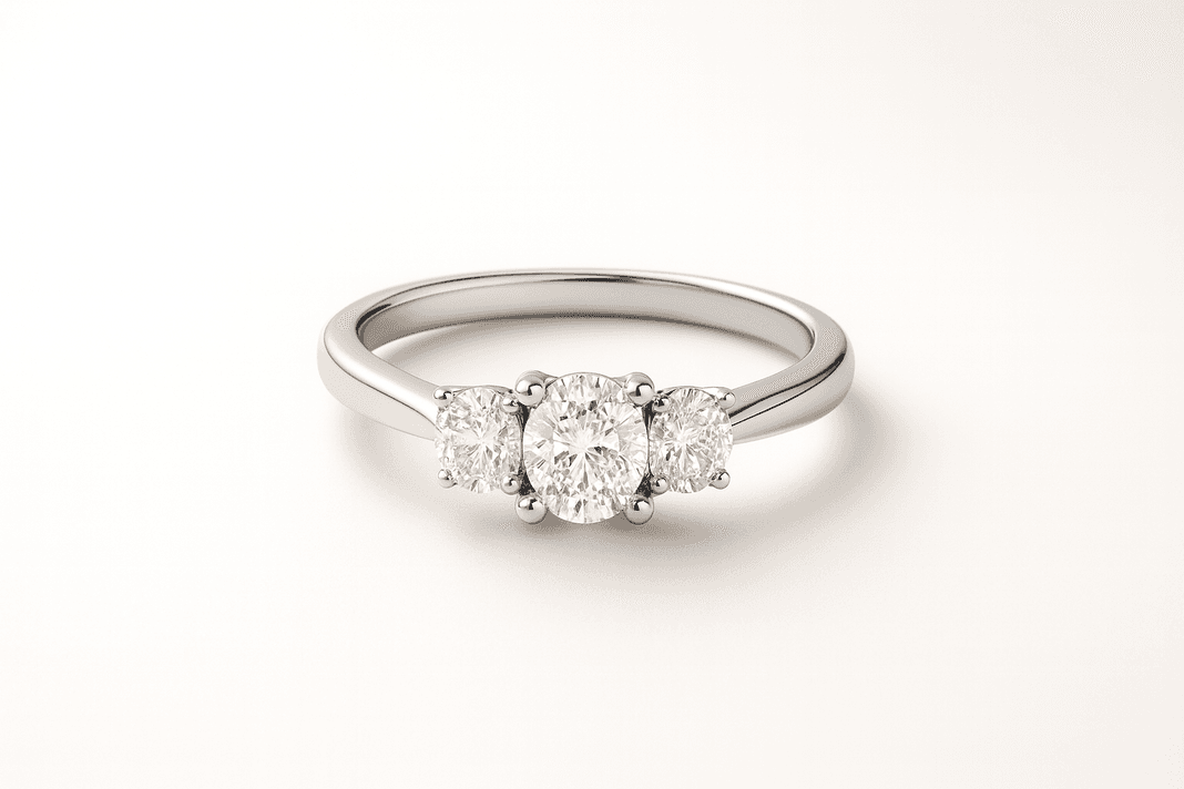 Anillo Tricillo Oro Blanco #12