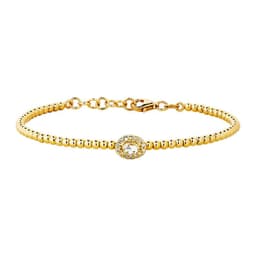 Pulsera Bolitas Oro Amarillo 18 K Y Brillantes De 26 Pts