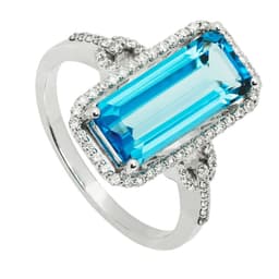 Anillo Topacio Azul Y Brillantes 0.3Ct Oro Blanco #14