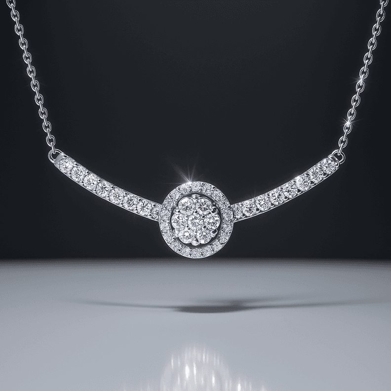 Collar Oro blanco Barra Central Diamantes Sofia