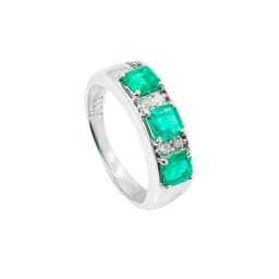 Anillo Medio cintillo esmeraldas Talla 13