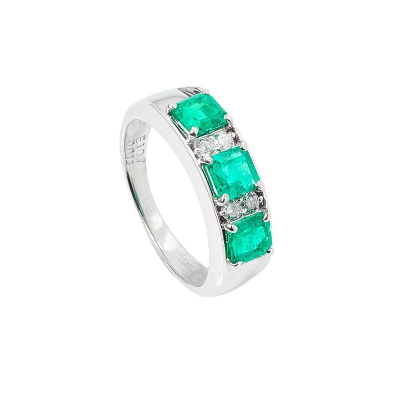 Anillo Medio cintillo esmeraldas Talla 13