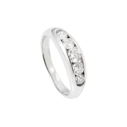 Anillo de Platino medio cintillo Brillantes. Talla 15