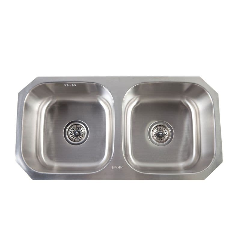Lavaplatos BE FDV Pio Square 2C + desague completo Gris