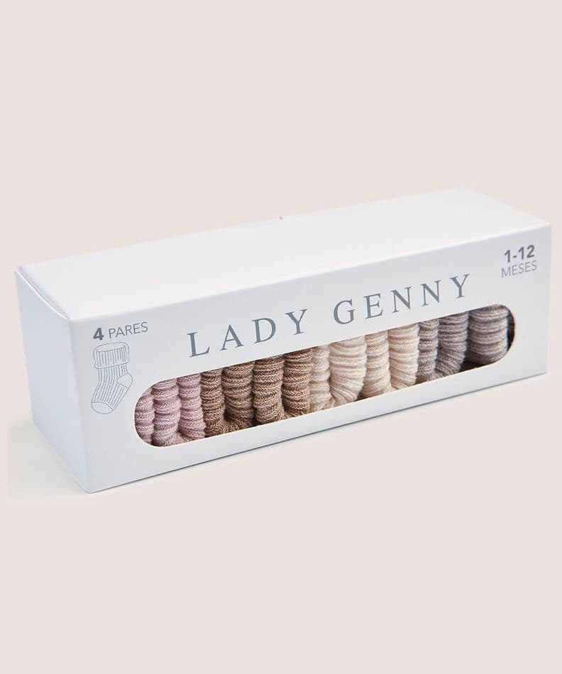 Calcetin Algodon Bebe (Pack 4 Pares) Rosado