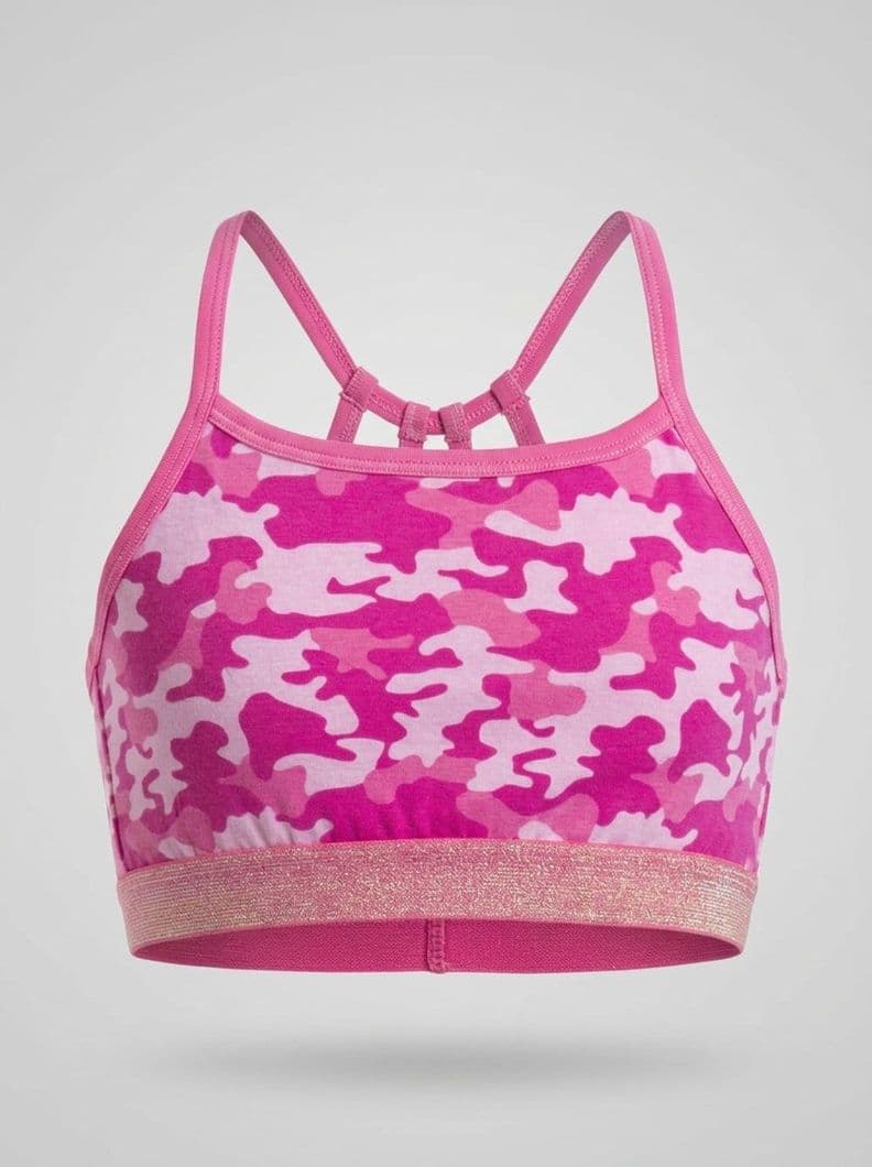 Top Algodon Estampado LADY GENNY Elastico con glitter Nina Fucsia 14 a 16 anos