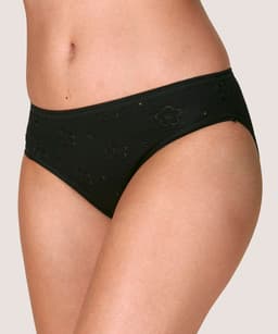 Calzon bikini Algodon flores bordadas Mujer LADY GENNY Negro L