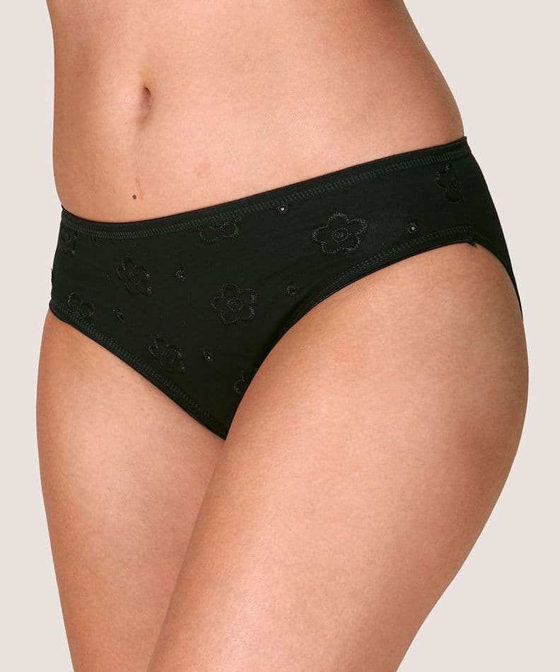 Calzon bikini Algodon flores bordadas Mujer LADY GENNY Negro L
