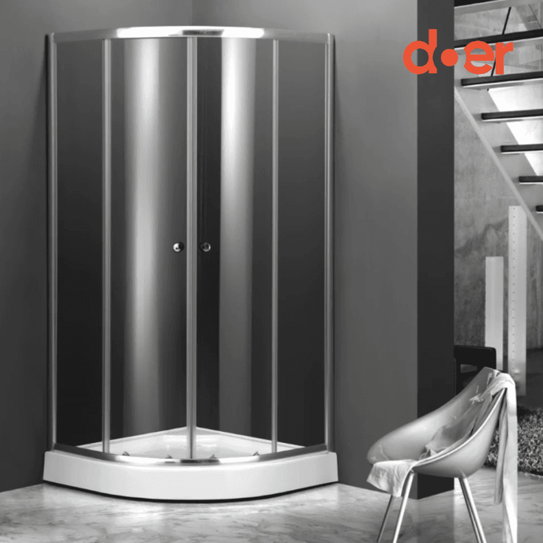 Cabina de ducha Elegance Medium 80x80x200cm diseno curvo Plateado Metalico
