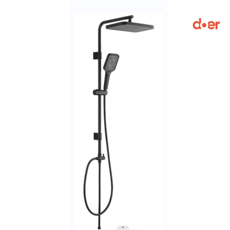 Columna de ducha con Duchador cuadrada Negra Negro Mate
